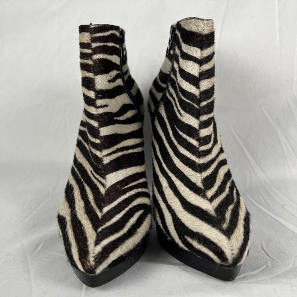 Steve Madden Survey Zebra Pony Hair Leather Pointed Toe Ankle Boots Size 8M‎ - Picture 3 of 6